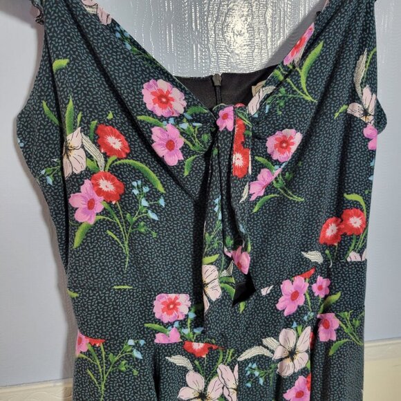 Adam Levine Medium Dark Green Bright Floral Flowy Lightweight Summer Romper - Picture 2 of 11